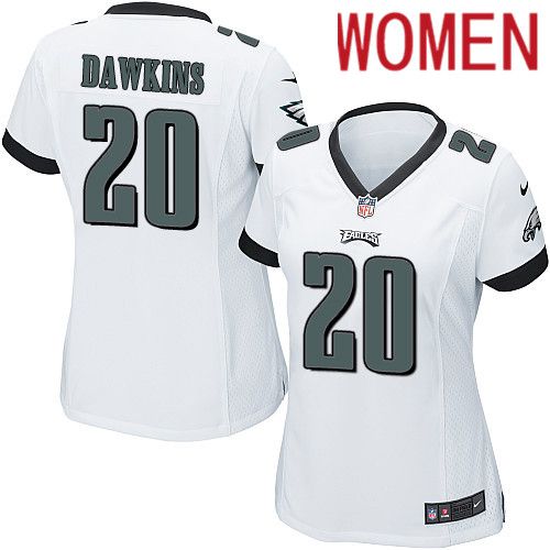 Women Philadelphia Eagles #20 Brian Dawkins Nike White Game NFL Jersey